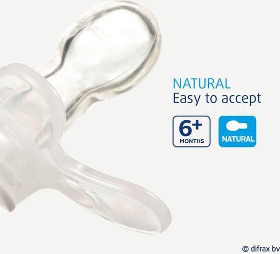 Difrax Fopspeen 6-12 maanden Natural Pure | Blossom - Roze