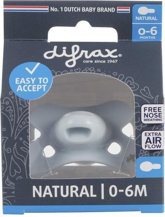Difrax Fopspeen 0-6 maanden Natural Pure | Ice - Blauw