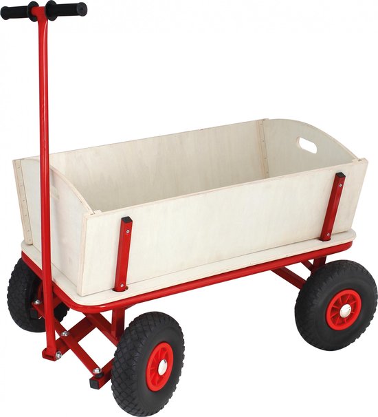 Eurotrail bolderwagen 95 x 61 cm hout/staal bruin/ - Rood