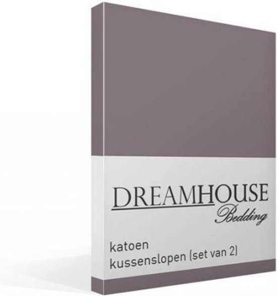 Dreamhouse Kussensloop 2 stuks, 60x70 cm, Kussenhoes 100% katoen - Grijs