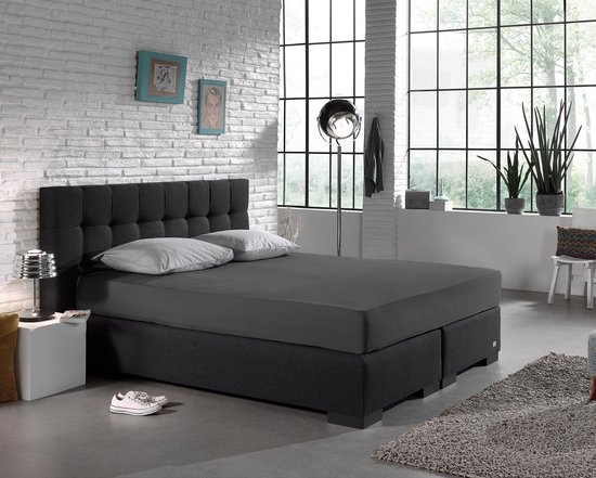 Dreamhouse Hoeslaken Jersey, stretchbaar voor boxsprings en waterbedden, kreukvrij, Antraciet