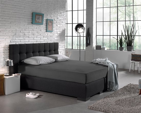 Dreamhouse Hoeslaken Jersey, stretchbaar voor boxsprings en waterbedden, kreukvrij, Antraciet