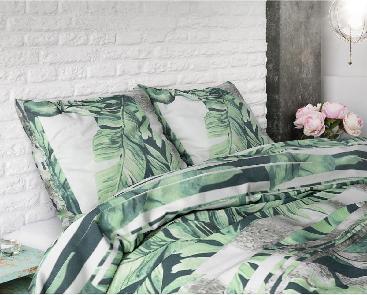 Sleeptime Dekbedovertrek - Bendos- Planten - Met knoopsluiting, incl. kussenslopen - - Groen
