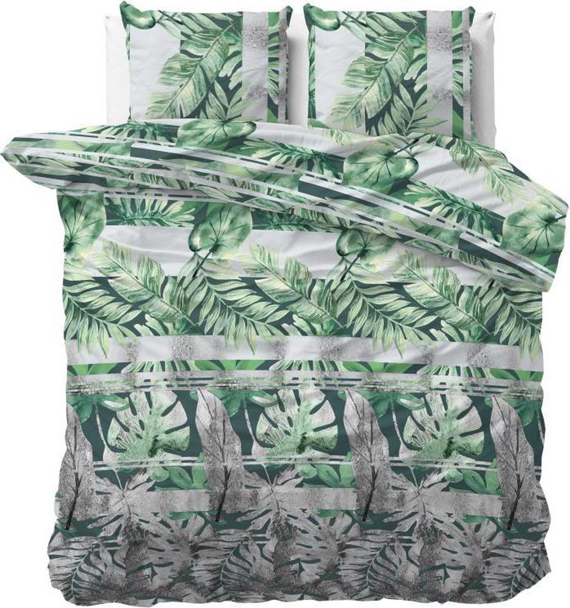 Sleeptime Dekbedovertrek - Bendos- Planten - Met knoopsluiting, incl. kussenslopen - - Groen