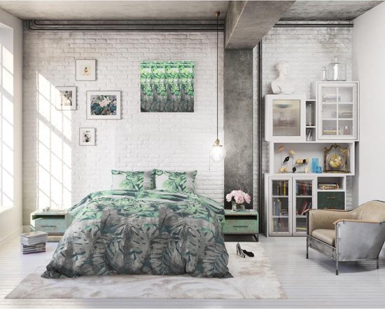 Sleeptime Dekbedovertrek - Bendos- Planten - Met knoopsluiting, incl. kussenslopen - - Groen