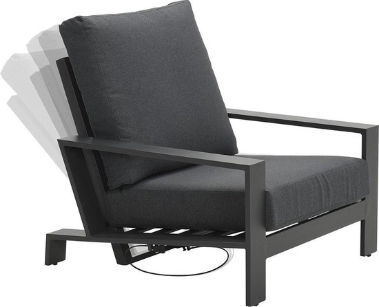 Garden Impressions Coba verstelbare lounge tuinstoel - donker - Grijs