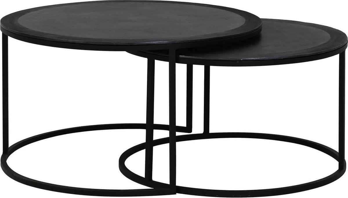 Trendhopper Salontafel TALCA - Antiek-lood edge - set van 2 - Zwart