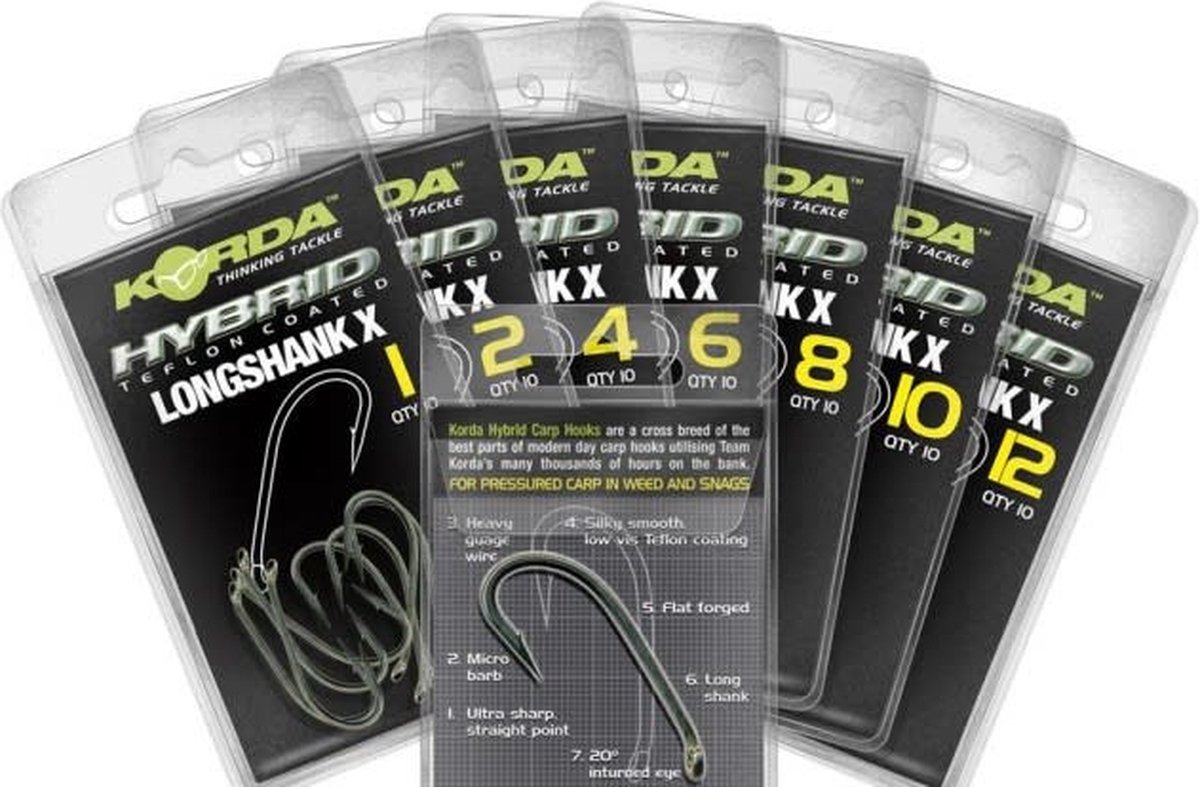 Korda Long Shank X Haak - Maat 4 - 10 stuks
