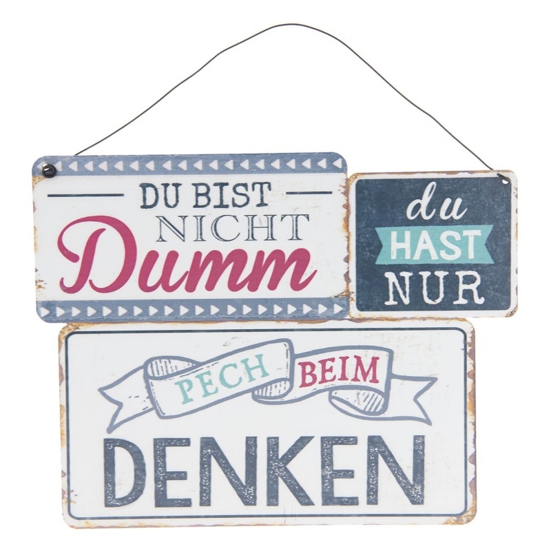 Clayre & Eef Tekstbord - 23*18 cm - meerkleurig - metaal - - 6Y3194