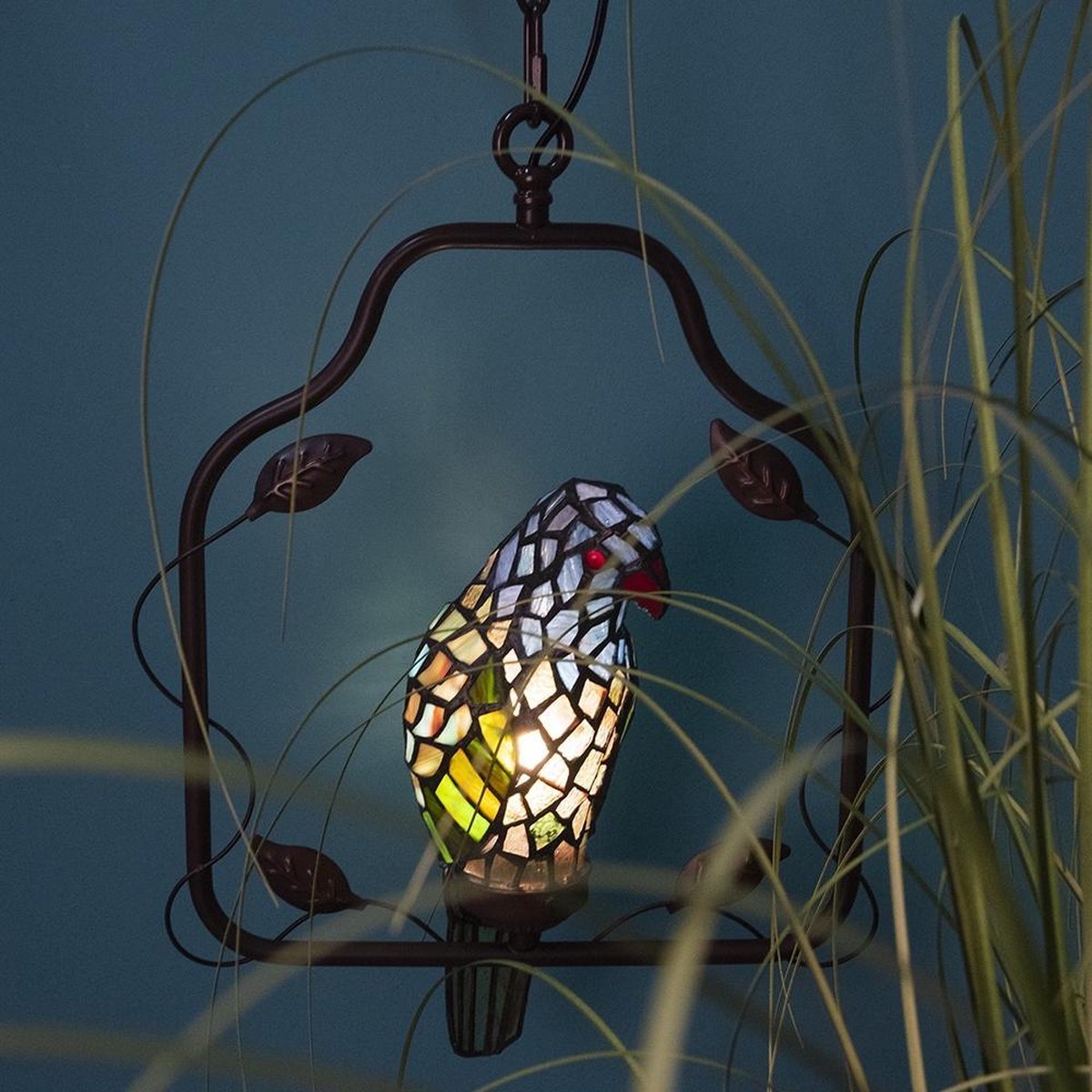 Clayre & Eef Plafondlamp tiffany 40*26*86 cm e14/max 1*25w meerkleurig - 5LL-6059 - - Bruin