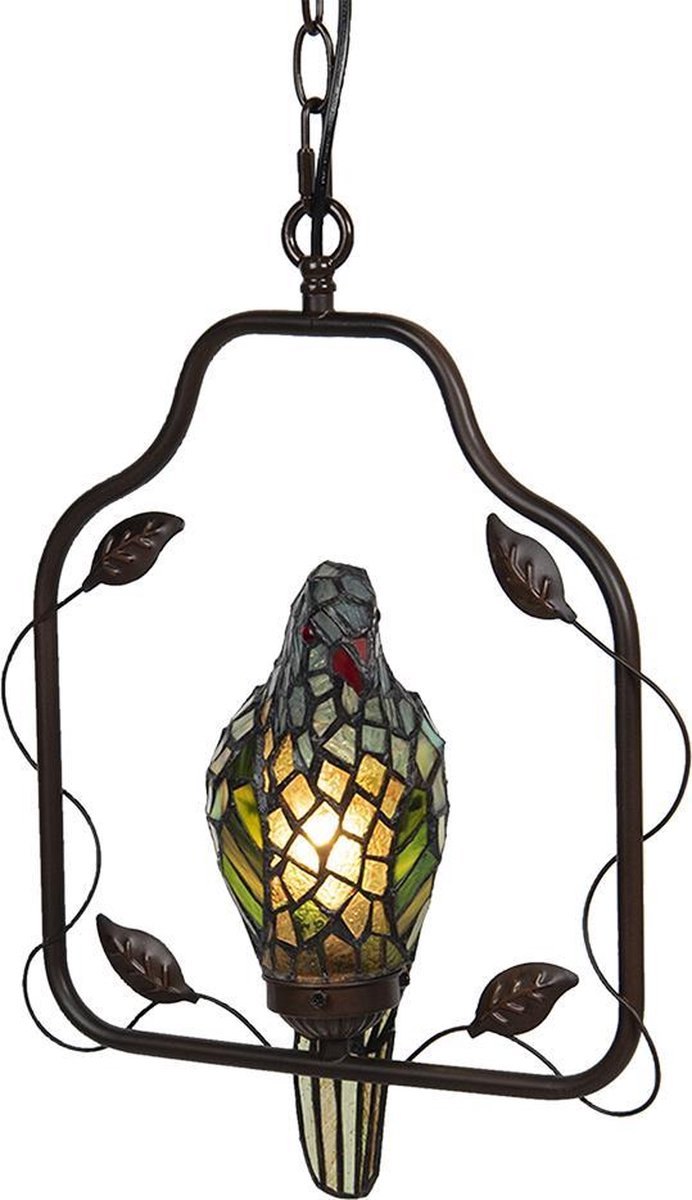 Clayre & Eef Plafondlamp tiffany 40*26*86 cm e14/max 1*25w meerkleurig - 5LL-6059 - - Bruin
