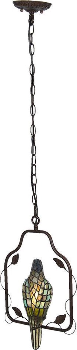 Clayre & Eef Plafondlamp tiffany 40*26*86 cm e14/max 1*25w meerkleurig - 5LL-6059 - - Bruin