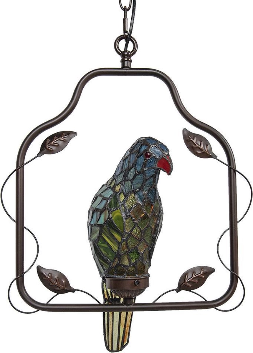 Clayre & Eef Plafondlamp tiffany 40*26*86 cm e14/max 1*25w meerkleurig - 5LL-6059 - - Bruin