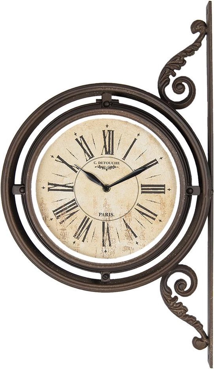 Clayre & Eef - klok 34*10*59 cm / 1*aa mdf / metaal - 5KL0188 - Bruin