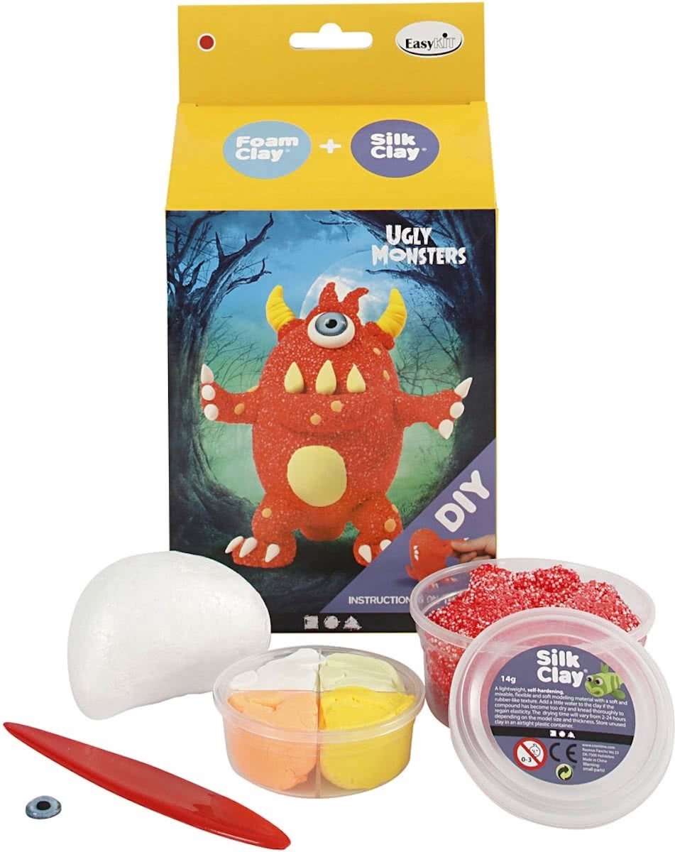 Silk Clay knutselset Ugly Monsters 6-delig - Rood