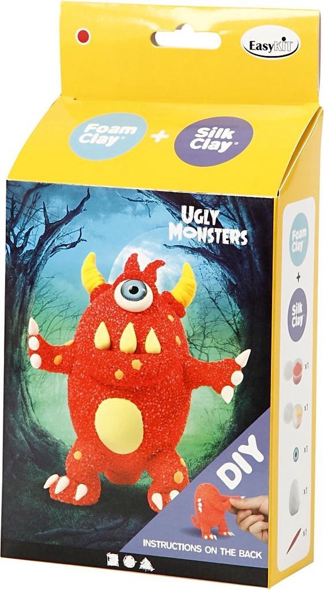 Silk Clay knutselset Ugly Monsters 6-delig - Rood