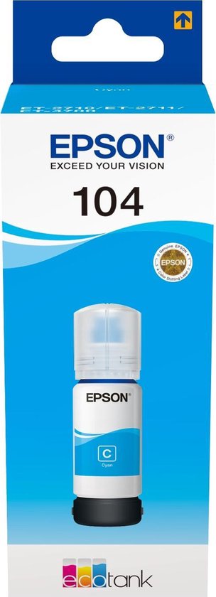 Epson 104 Inktflesje Cyaan - Blauw