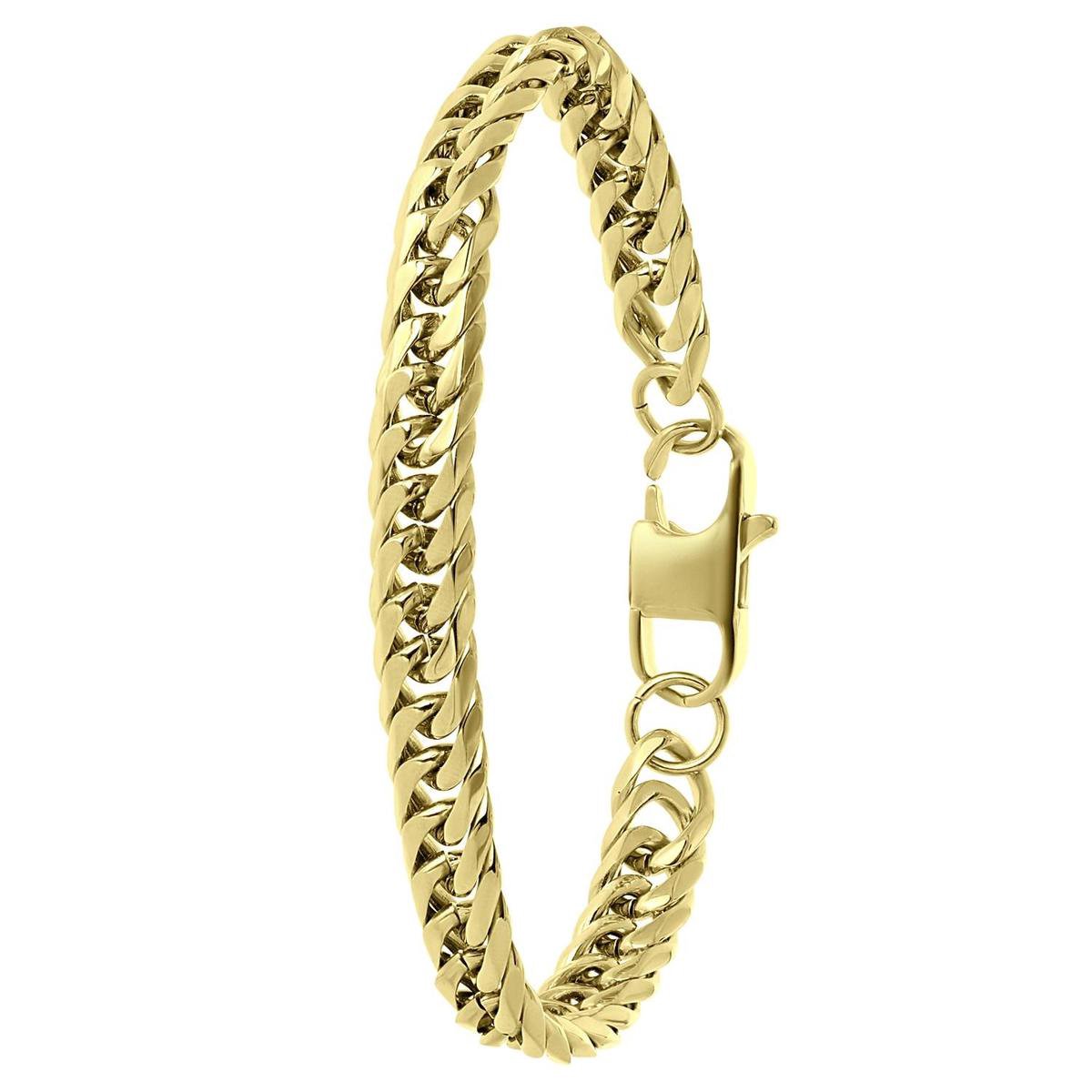 Lucardi Stalen goldplated armband met gourmetschakel