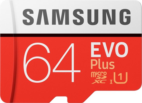 Samsung microSDXC EVO+ 64 GB 100MB/s CL 10 + SD adapter - Rojo