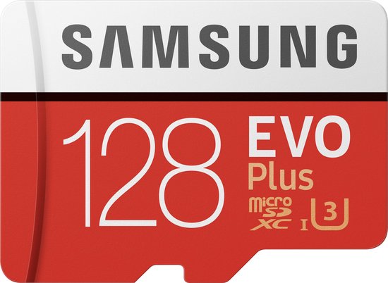 Samsung microSDXC EVO+ 128 GB 100MB/s CL 10 + SD adapter - Rood