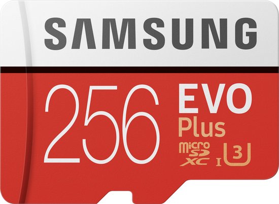 Samsung microSDXC EVO+ 256 GB 100MB/s CL 10 + SD adapter - Rood