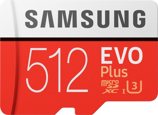 Samsung microSDXC EVO+ 512 GB 100MB/s CL 10 + SD adapter - Rood