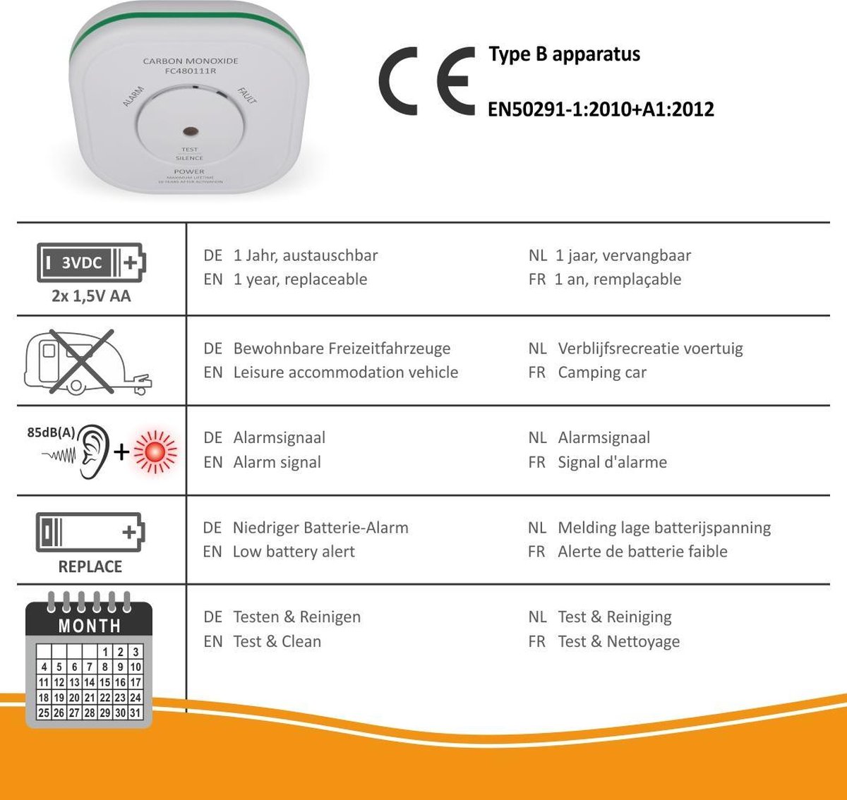 ELRO Connects FC480111R Koolmonoxidemelder (1 jaar) - Groen