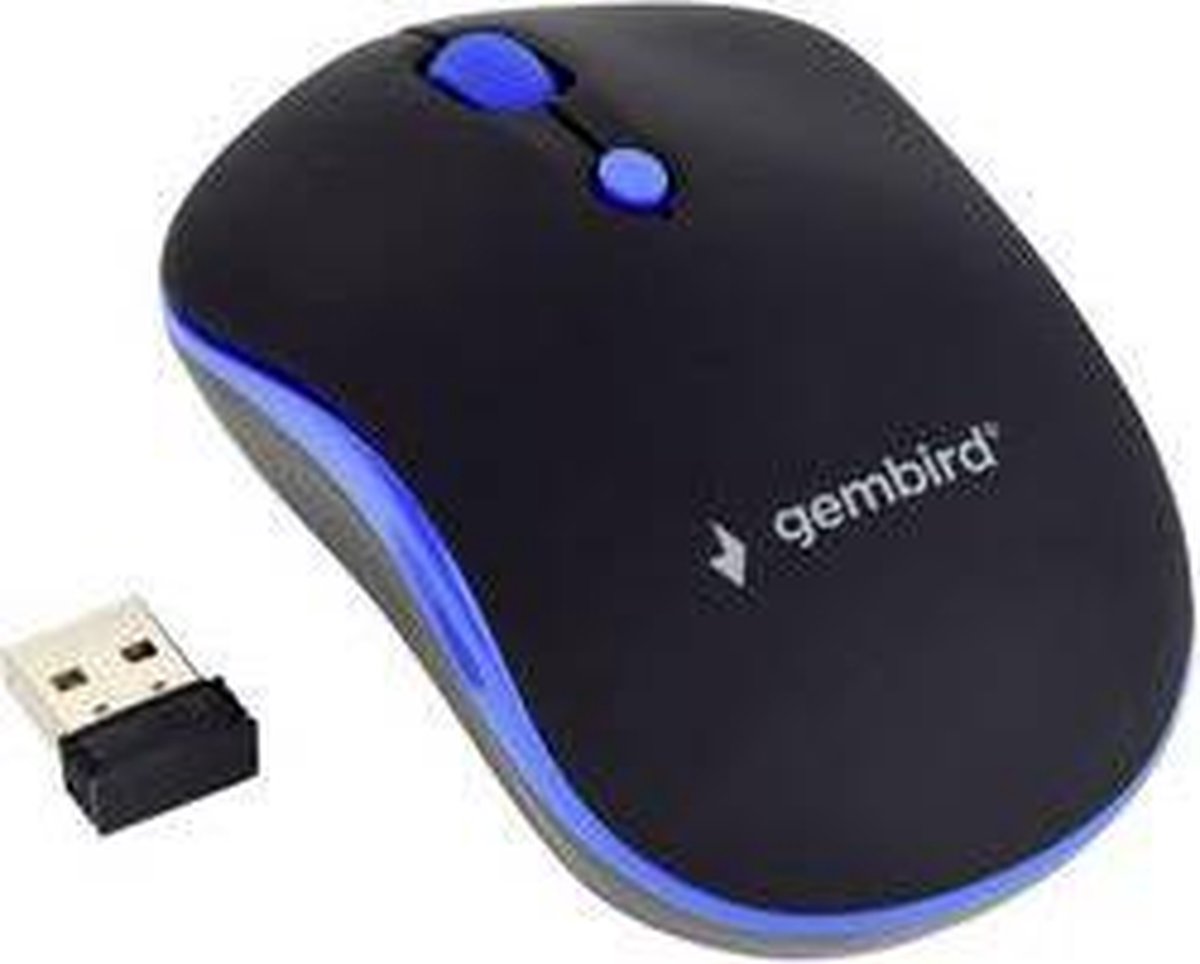 Gembird 4-knops draadloze muis, zwart/blauw