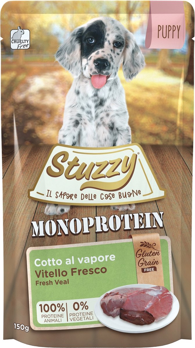 Stuzzy Puppy Dog Grain Free Monoprotein Pouch - Hondenvoer - Kalf 150 g