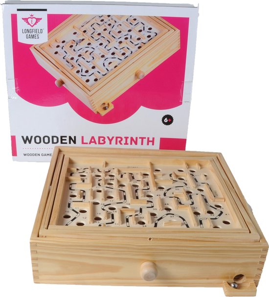 Longfield Games houten labyrinth 35,5 x 30 cm blank