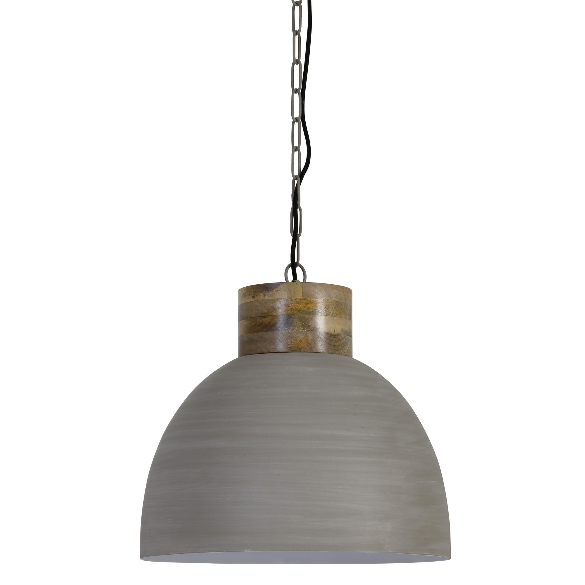 Light & Living Hanglamp SAMANA - Beton- Met Houten Kop - Grijs