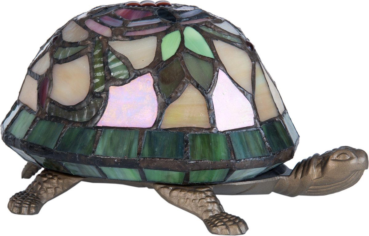 Clayre & Eef tafellamp tiffany schildpad 15x22x13 cm e14/max 1x15w - Bruin