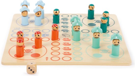 Small Foot Ludo bordspel piraten 20 cm hout 18-delig