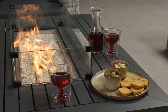Cozy Living Garden Impressions gas vuurtafel Albufeira 132x89xH61 cm donker - Zwart