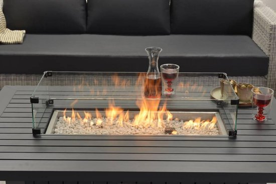 Cozy Living Garden Impressions gas vuurtafel Albufeira 132x89xH61 cm donker - Zwart