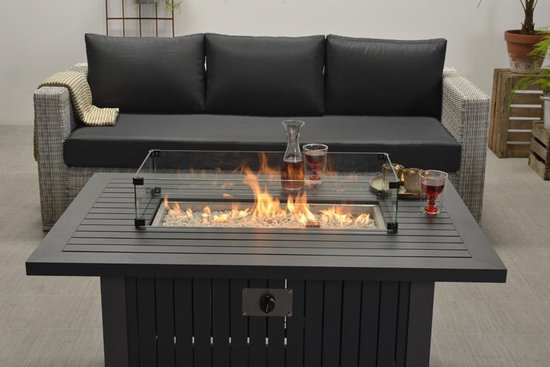 Cozy Living Garden Impressions gas vuurtafel Albufeira 132x89xH61 cm donker - Zwart