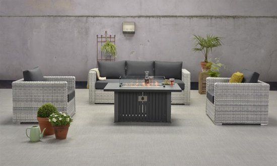 Cozy Living Garden Impressions gas vuurtafel Albufeira 132x89xH61 cm donker - Zwart