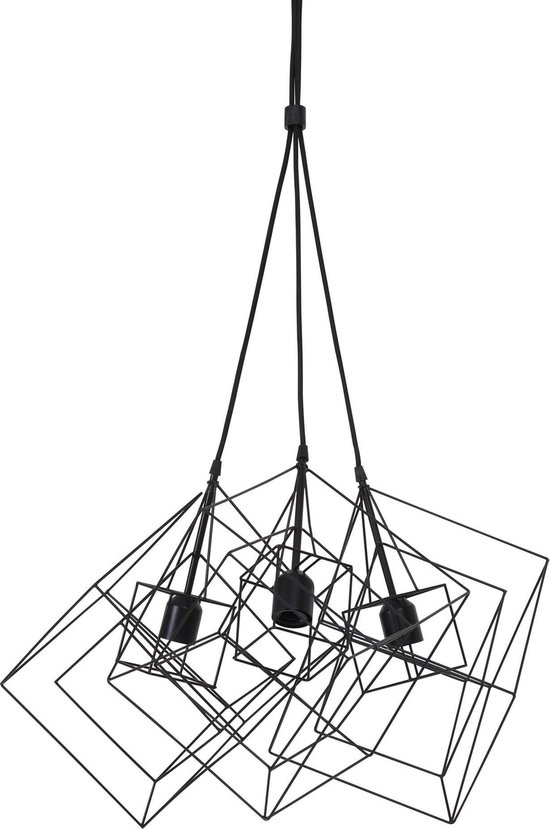 Trendhopper Hanglamp KUBINKA - mat - 3-lichtpunten - Zwart