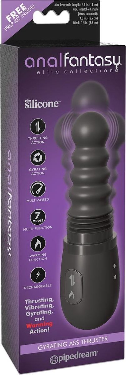 Anal Fantasy Gyrating Ass Thruster Stotende Anaal Vibrator - Zwart