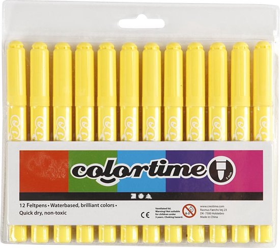 Colortime stiften lijndikte 5 mm 12 stuks - Geel