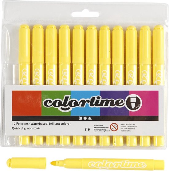 Colortime stiften lijndikte 5 mm 12 stuks - Geel