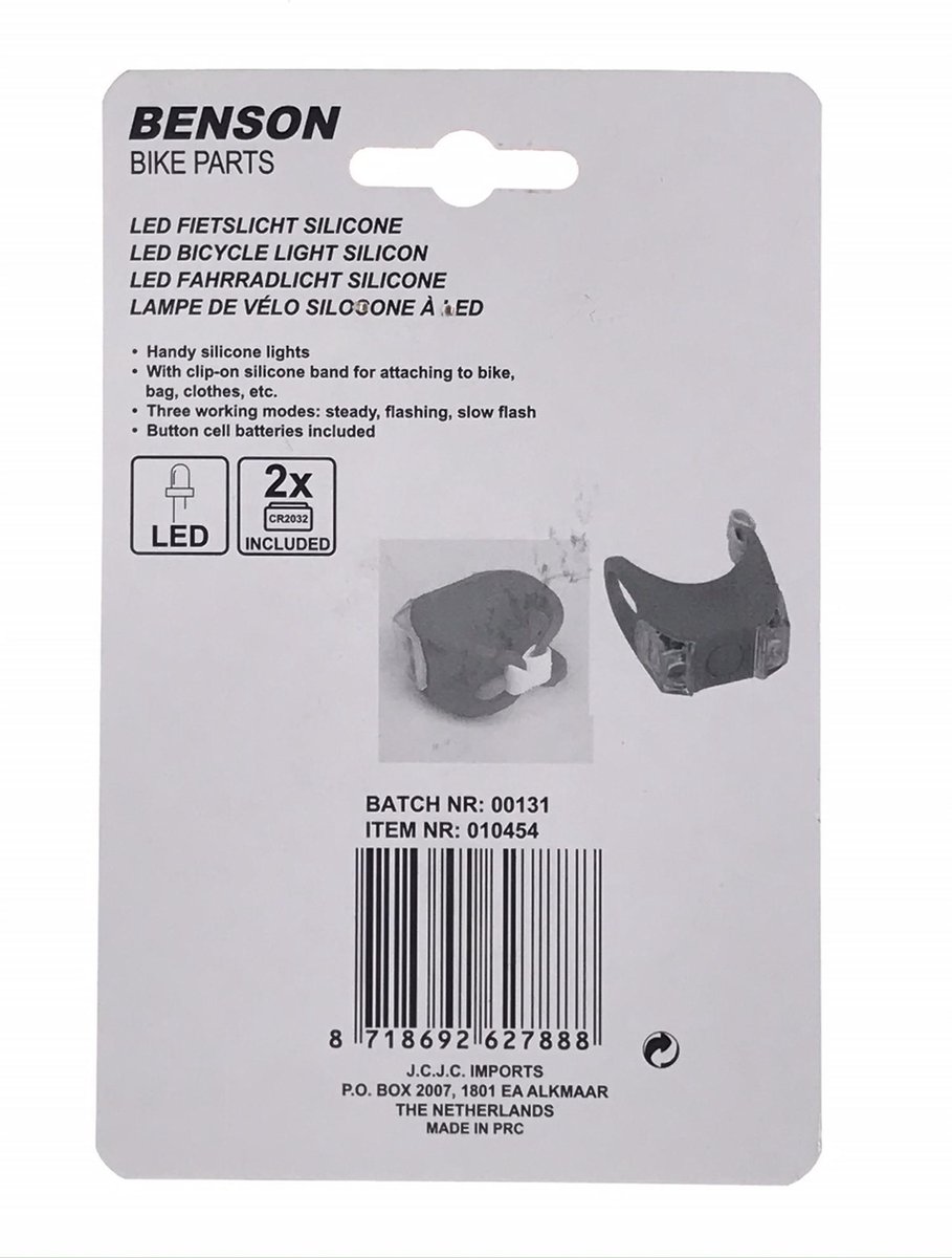Benson 1x Fietslampen set voorlicht en achterlicht 7 x 3 x 2 cm - silicone / waterdicht - fietslampensetje - koplamp en achterlamp