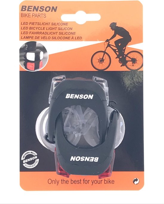 Benson 1x Fietslampen set voorlicht en achterlicht 7 x 3 x 2 cm - silicone / waterdicht - fietslampensetje - koplamp en achterlamp