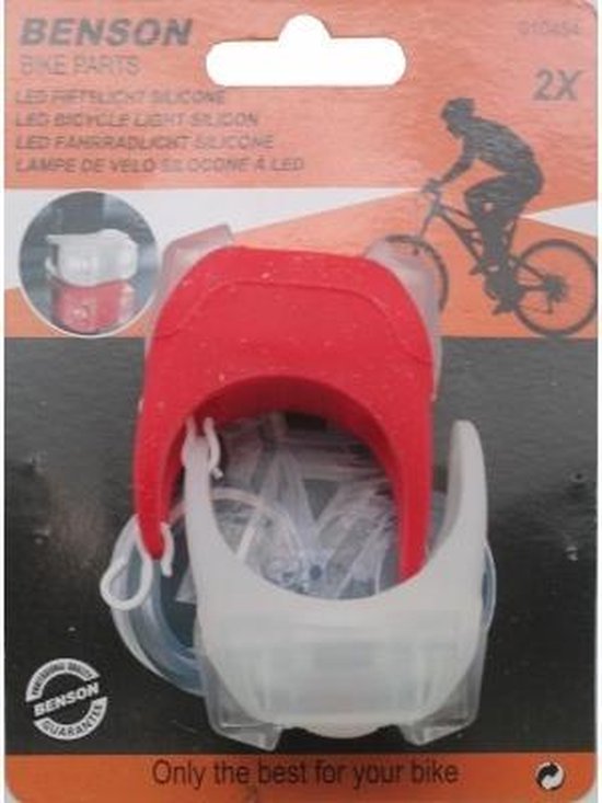 Benson 1x Fietslampen set voorlicht en achterlicht 7 x 3 x 2 cm - silicone / waterdicht - fietslampensetje - koplamp en achterlamp
