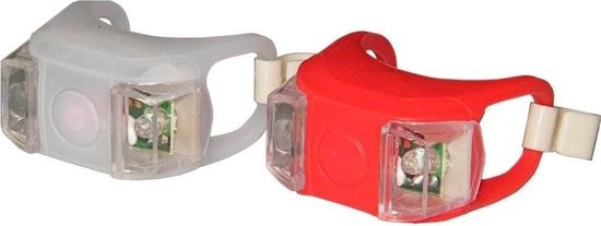 Benson 1x Fietslampen set voorlicht en achterlicht 7 x 3 x 2 cm - silicone / waterdicht - fietslampensetje - koplamp en achterlamp