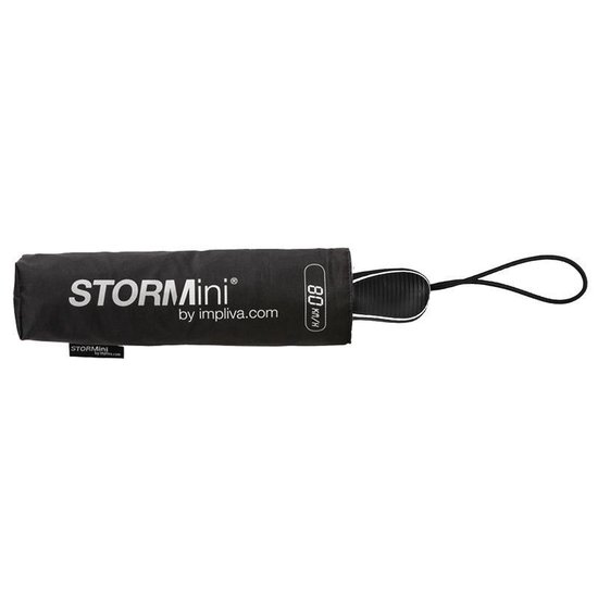 Impliva opvouwbare storm paraplu 100 cm - Mini stormparaplu - Zwart