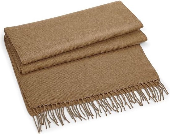 Beechfield Fijn geweven sjaal camel voor volwassenen - Klassieke sjaals oversized dames/heren - Beige