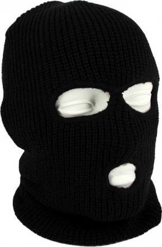 Driegaats muts / skimuts one size - outdoor / bivak / wintersport - warme eengaats balaclava - Zwart