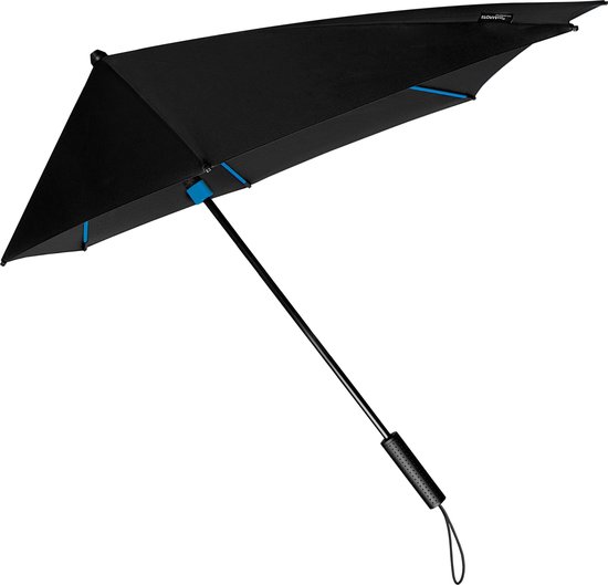 Impliva storm paraplu met blauw frame windproof 100 cm - Stormproof paraplu - Zwart