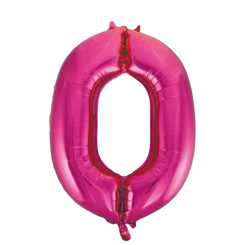 Cijfer nul 0 folie ballon van 86 cm - Roze